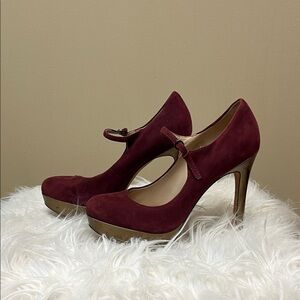Joan and David Elegant Burgundy Mary Jane Heels